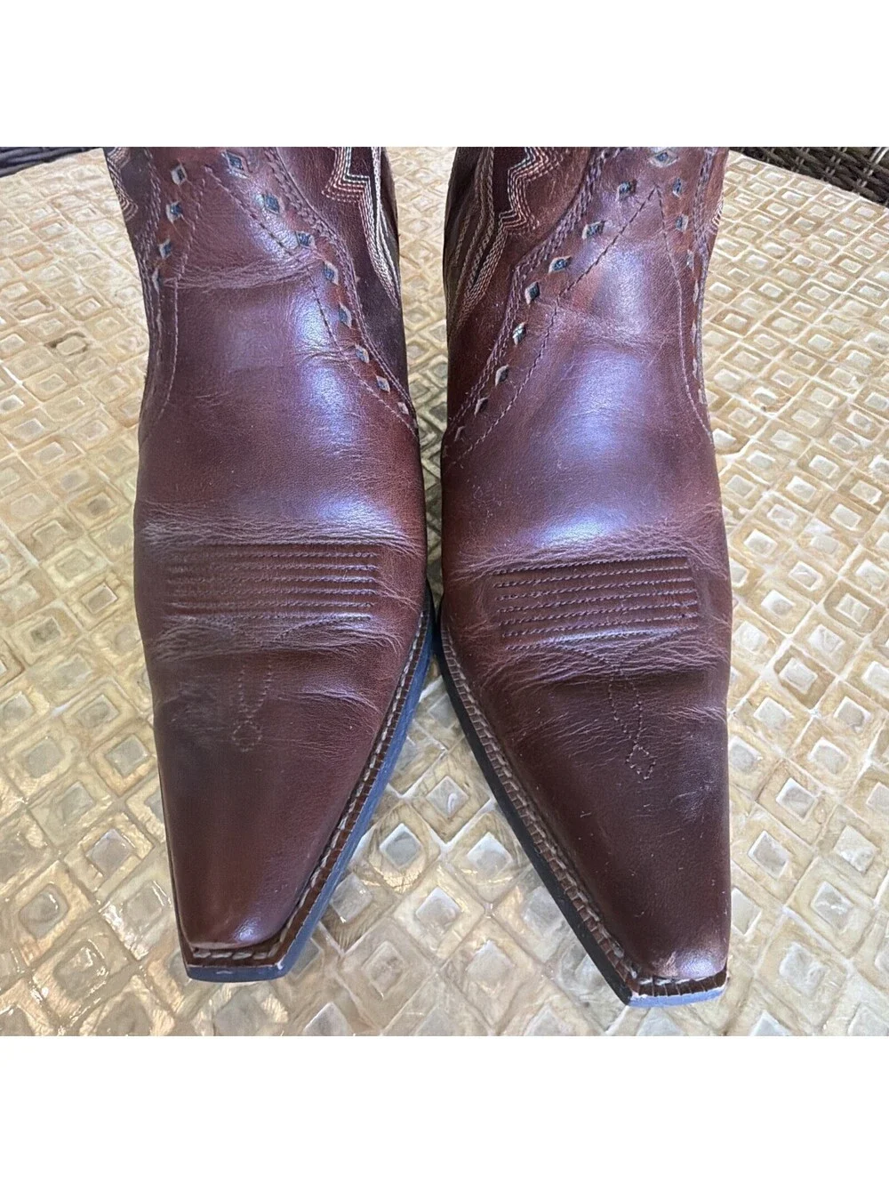 Ariat Womens Brown Leather Mid-Calf Pull On Cowgirl Western Boots Size 9B In Box